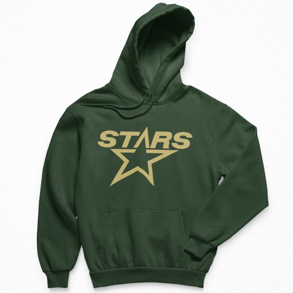 NEW Dallas Stars Retro 1993 Big Logo Fleece Pullover Hoodie DARK GREEN
